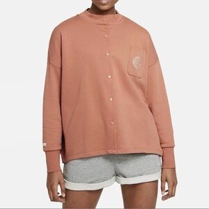 Nike Sportswear Femme Women's French Terry Button-Up Cardigan, Blush Orange, Lg.